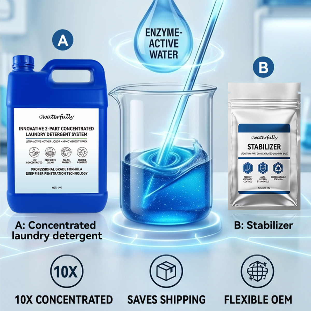 Liquide mère de lessive ultra active en marque blanche