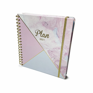 Logotipo de papel corrugado Cajas de envío personalizadas Hoja adhesiva Planificador 2026 Diarios Cuaderno con página DE Pestaña de índice