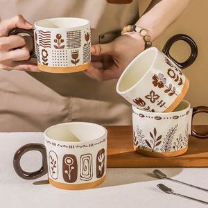 การพิมพ์มือที่ใช้ทุกวัน เพลิดเพลินไปกับเวลากาแฟ แก้วกาแฟคลาสสิก เซรามิกสําหรับการพิมพ์ แก้วกาแฟสีทึบสร้างสรรค์ - Product Image 3