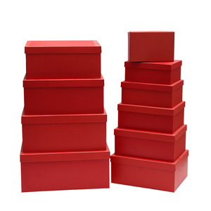 Kare hediye karton kutu on parça Set kırmızı kağıt kapaklı kutu - Product Image 1