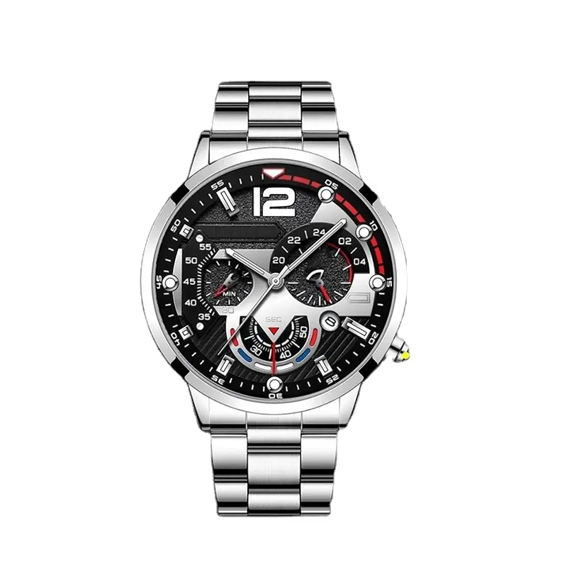 Orologi di lusso alla moda in acciaio inossidabile orologio al quarzo con data orologio luminoso da uomo d'affari Casual orologio in pelle