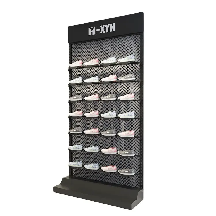 Modern vertical design wall floor stands levitating shoes display for retail shop Display Shelving For Shoes