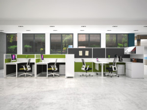 <strong>Modular</strong> <strong>System</strong> Office Workstation <strong>Partition</strong> 6 Person Small Computer Cubicle Studio Desk - Product Image 4