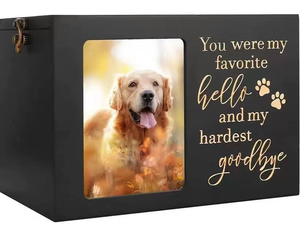 Gỗ rắn thân thiện với môi cổ điển vật nuôi tưởng niệm urn với khung ảnh tùy chỉnh khắc chó mèo tro lưu niệm hộp thủ công - Product Image 2