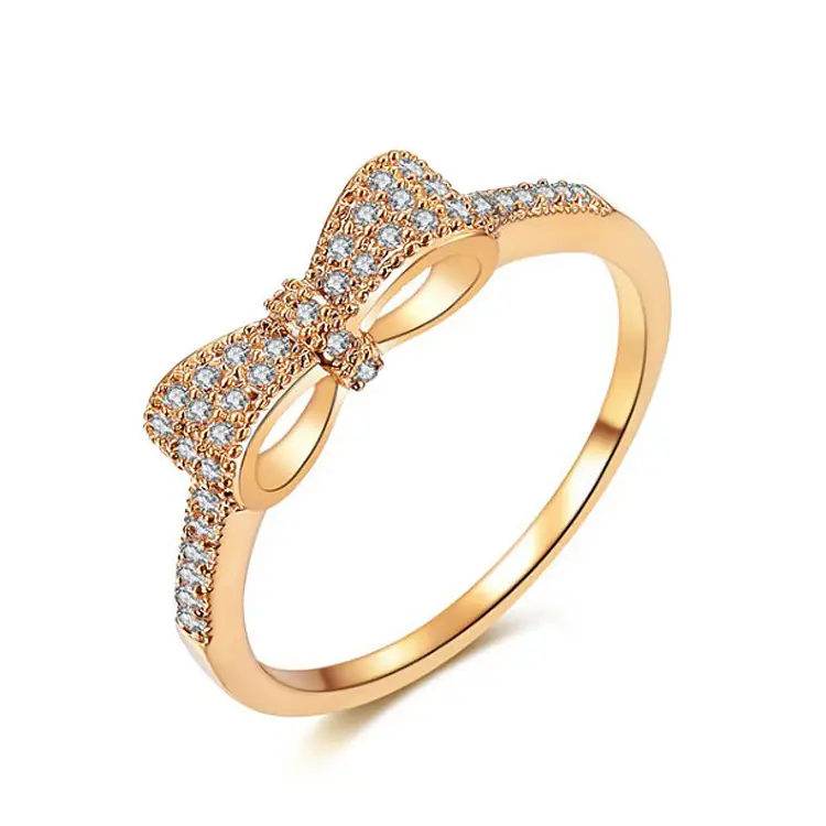 Women's Fashion Bow Full Diamond High-end Micro-inlaid Zircon Ring