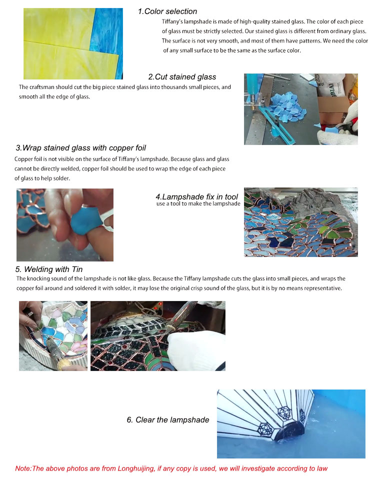 LongHuiJing Newly Handmade Glass Desk Lights 20Inch European Stained Glass Dragonfly Lampshade Tiffany Table Lamps