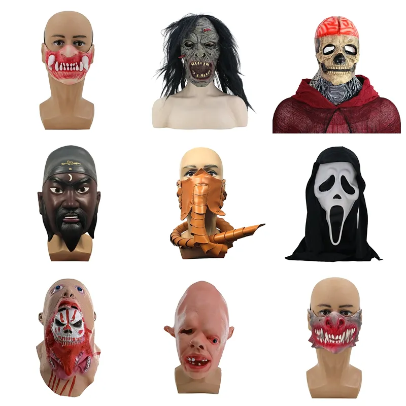 Disfraz de Halloween de payaso para adultos, máscaras de fiesta de Horror, demonio y terror, látex