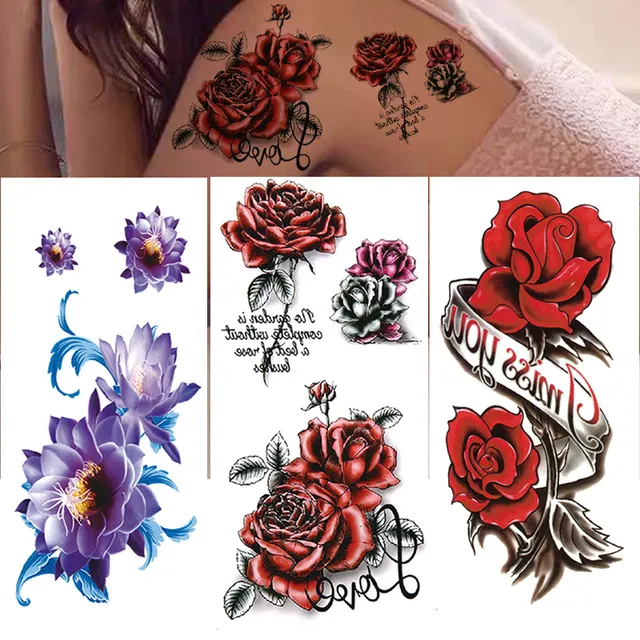 Tatuajes personalizados de fábrica No tóxico Venta caliente No tóxico Moda impermeable Cuerpo Tatuaje temporal para dama Mujer Chica