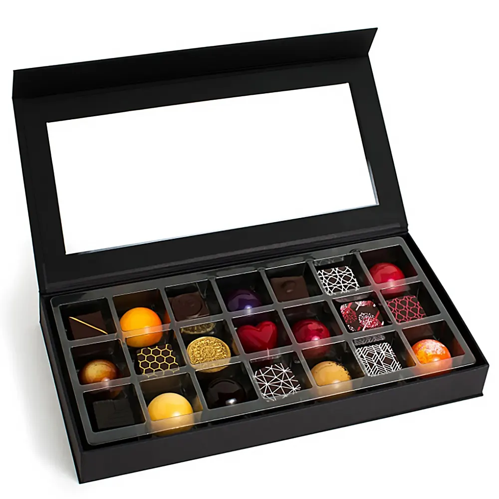 Caja de regalo de cartón de lujo con logotipo personalizado, cajas de chocolate de embalaje de papel para dulces y dulces