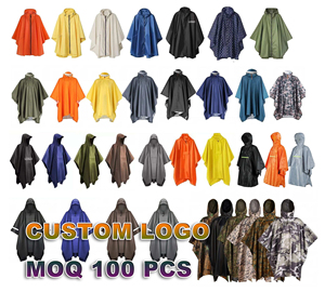 Ba-trong-một PVC tráng ngụy trang Áo mưa không thấm nước ngoài trời Poncho cho cắm trại và leo núi đi bộ đường dài quần áo - Product Image 3