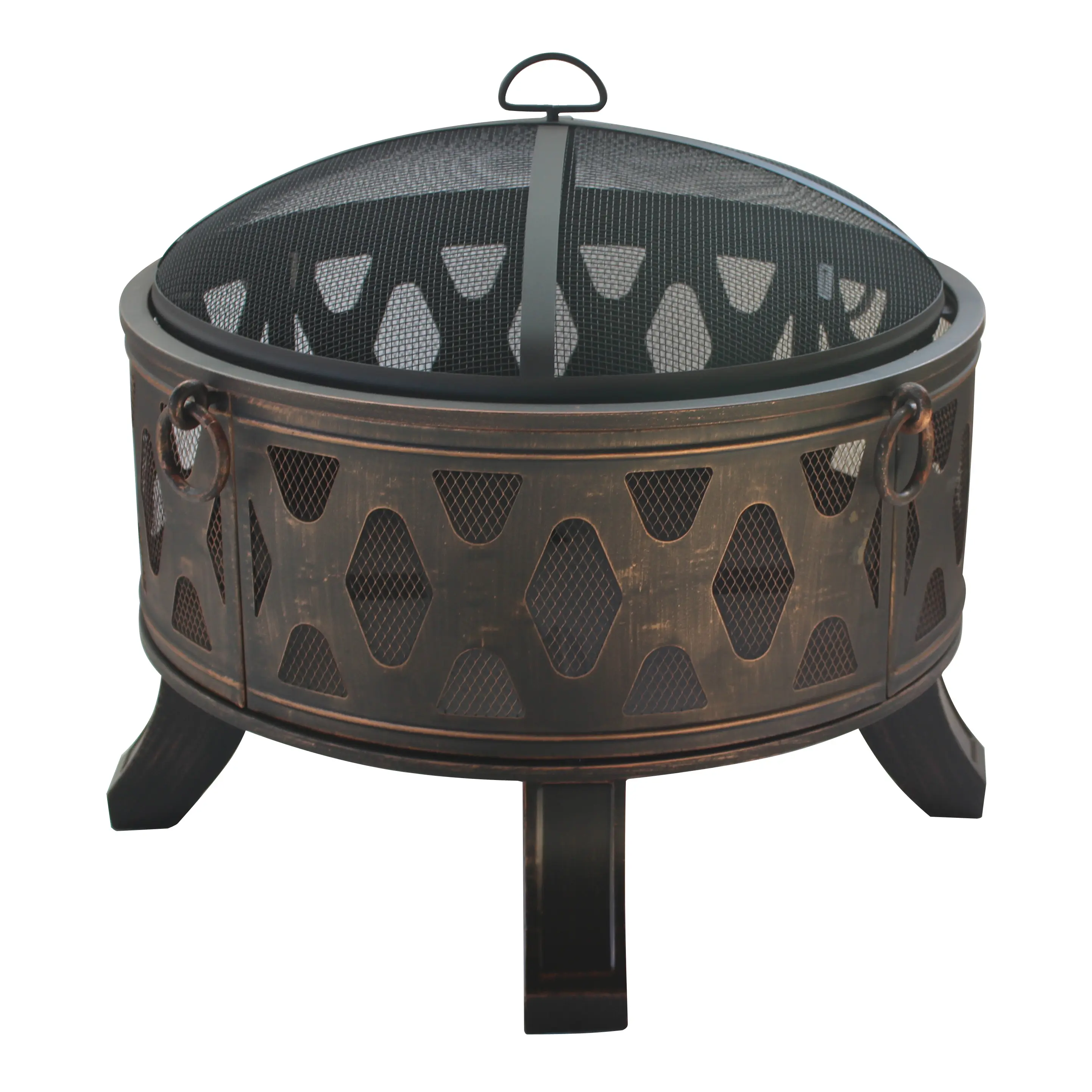 Manufacturers Outdoor Round Fire Pit with Diamond design Bonfire Wood Burner with cover and grill