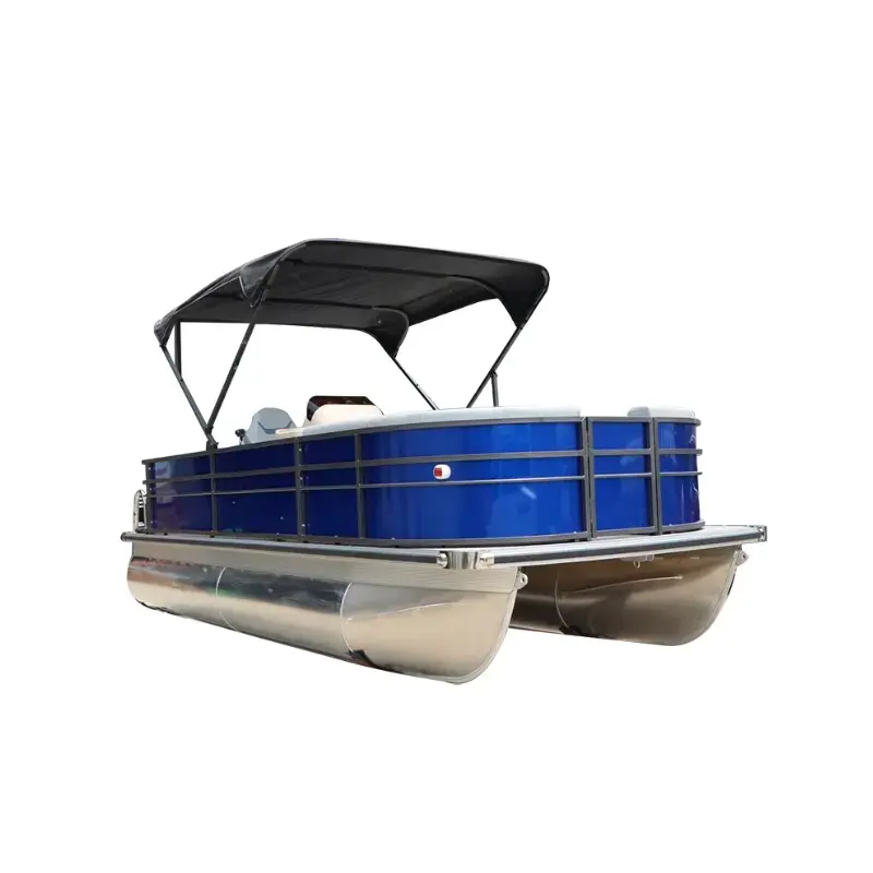 16 ft aluminum luxury pontoon boats with bimini fish cruise party barge floating for sale