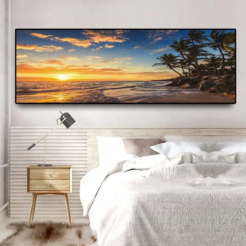 Paisaje de palma de coco Natural para sala de estar, carteles e impresiones de pintura en lienzo, paisaje, playa, mar, impresiones, imagen artística de pared