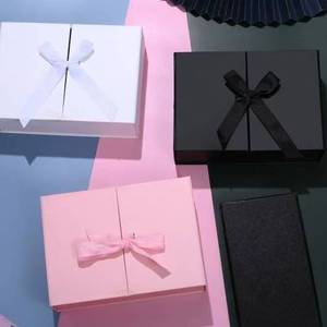 Personalizzabile Logo nastro farfalla tinta unita pieghevole confezione regalo semplice doppia porta rettangolare vento asettico spugna fodera - Product Image 2