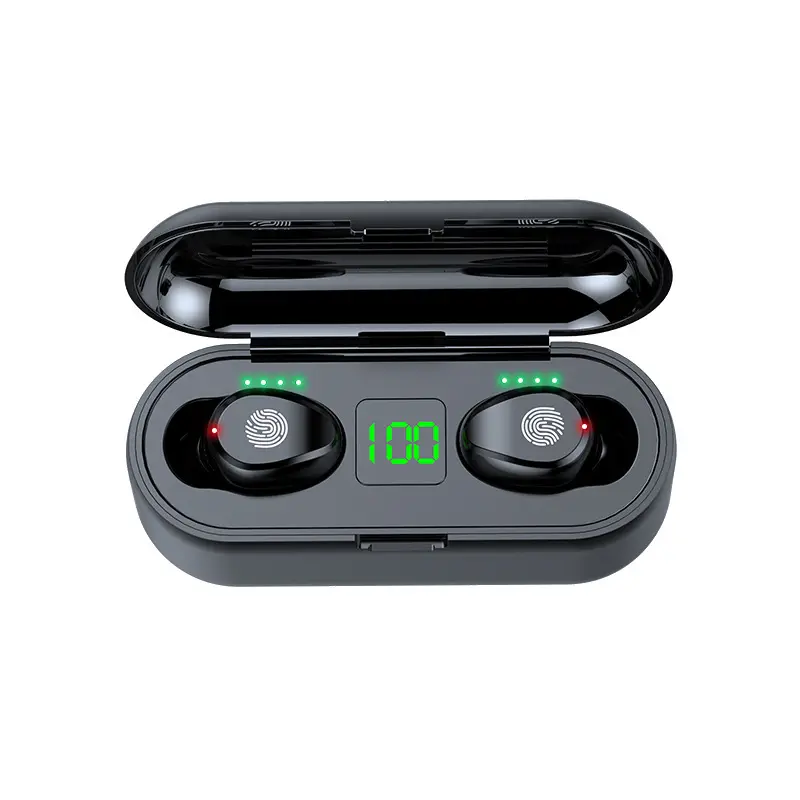 TWS F9 kablosuz kulaklık LED ekran 2000mAh spor Bluetooth 5.0 kulaklık 9D Stereo Mic ile süper bas kablosuz kulaklıklar