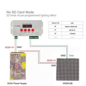 Controlador de luz LED de píxeles programable digital WS2811 WS2812B Controlador de K-1000C Admite hasta 1500 píxeles