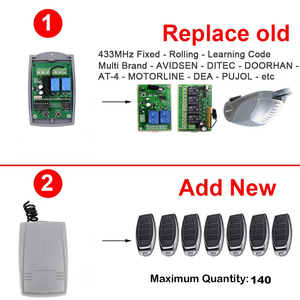 <strong>Remote</strong> Control Transmitter and Receiver 2 Channel <strong>Universal</strong> Receiver and 2PCS 4 Button Rolling <strong>Code</strong> <strong>Remote</strong> Control 433 Mhz