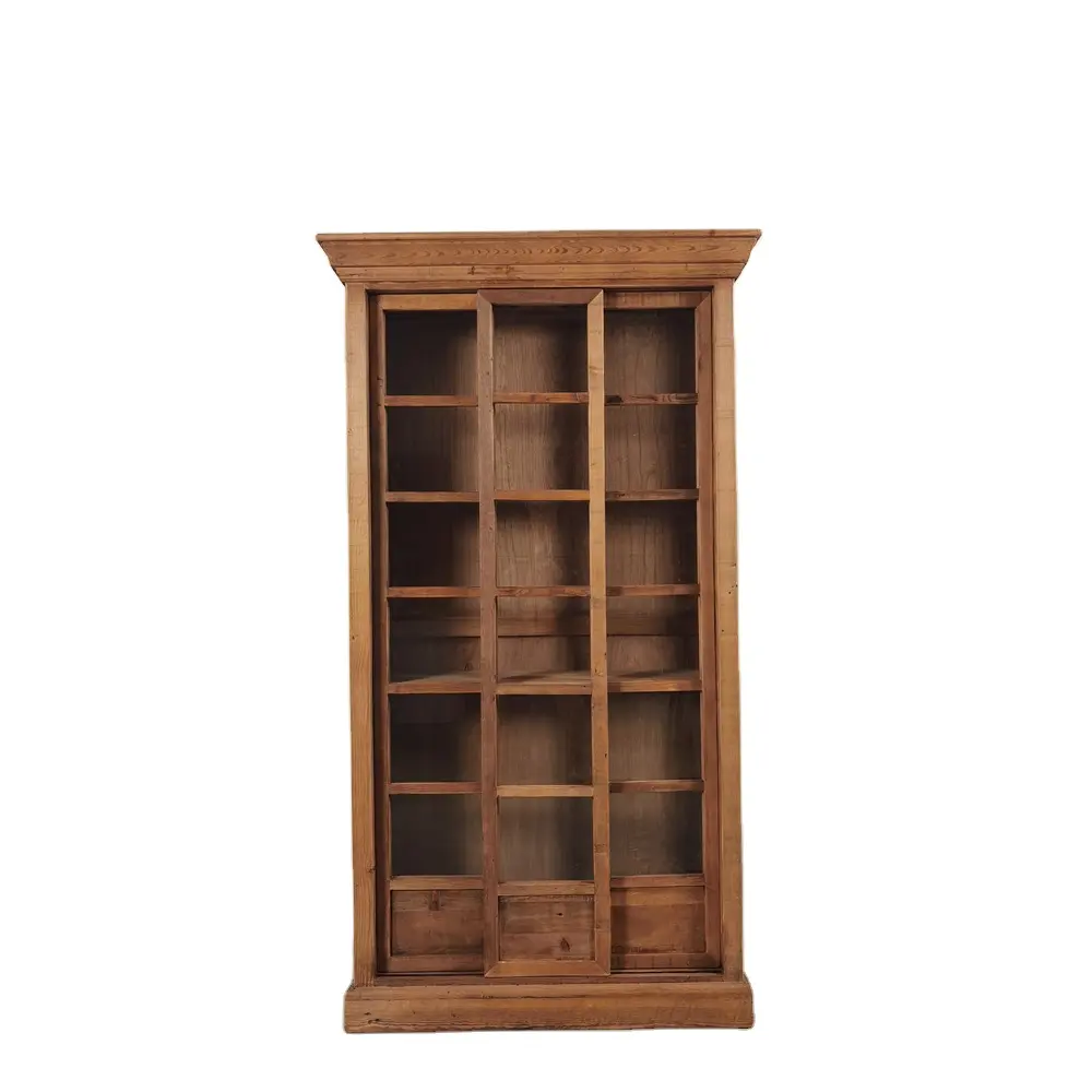 factory manufactured reclaimed pine wood classic retro display cabinet