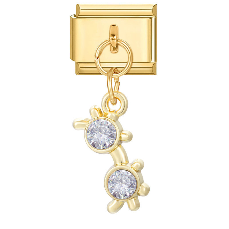Pendentif fond doré-lunettes diamant blanc