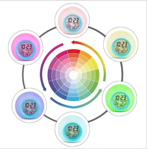 มัลติฟังก์ชั่บ้านเด็ก Led ปลุกไฟกลางคืนเวลาดิจิตอลนาฬิกาปลุกที่มีอุณหภูมิที่มีสีสันโคมไฟแสงไฟ