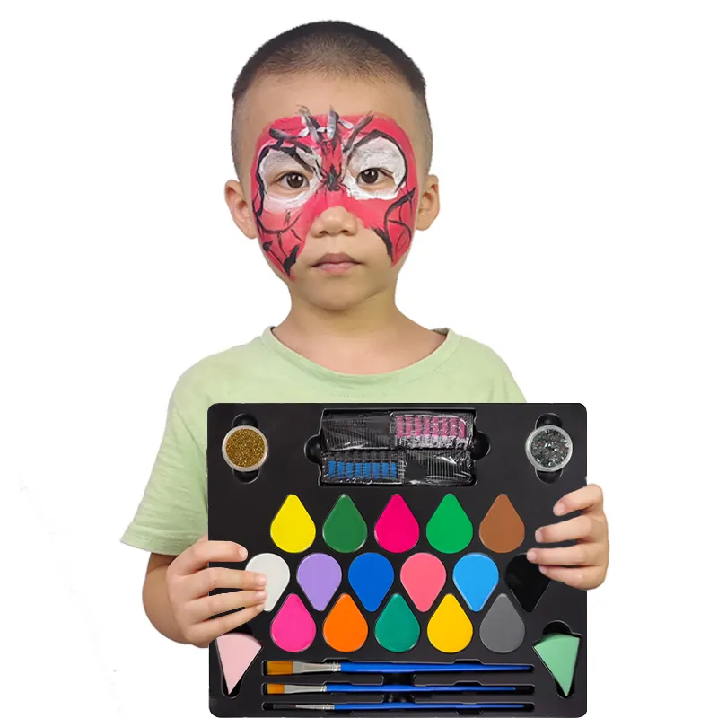 Set de pintura corporal Bodi para niños, Kit profesional de pintura Facial de camuflaje con purpurina activada por agua