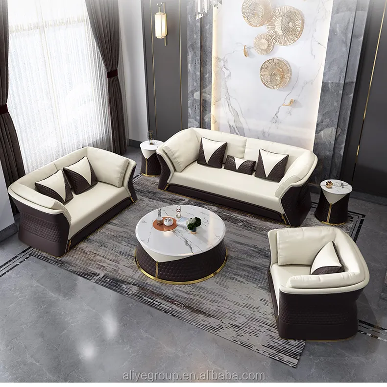 Zongfshan — canapé en cuir style italien, sofa à 1 + 2 + 3 sections, siège d'amour moderne, meuble de salon
