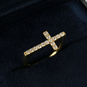 Trendy Religieuze 5a Zirkonia Verguld Messing Klassieke Hiphop Iced Out Christelijke Latin Kruisringen Voor Dames En Heren - Product Image 2