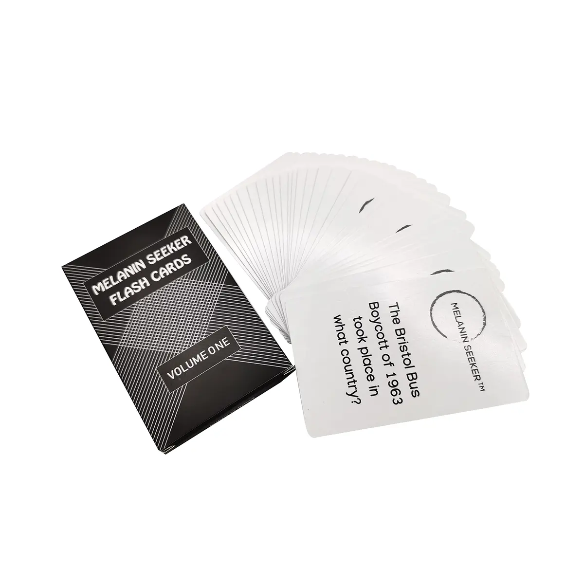 Good Quality Custom Black And White Paper Material Questions And Answers Melamin Flash Cards With Box