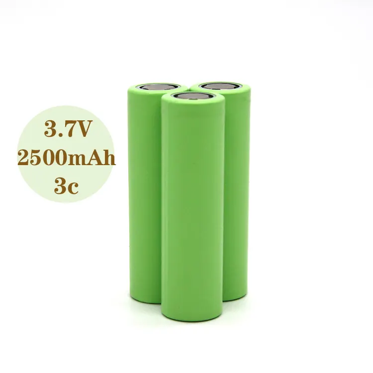 Baterai 18650 baterai 2500mah 3c pabrik grosir baterai kapasitas tinggi 2500mah 3c 18650 Li-ion sel baterai warna hijau silinder