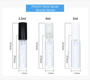 Pabrik sampel parfum botol cetak Logo 1.5ml 2ml 3ml 5ml Mini hitam putih transparan pompa kaca penyemprot botol sampel pengujian - Product Image 3