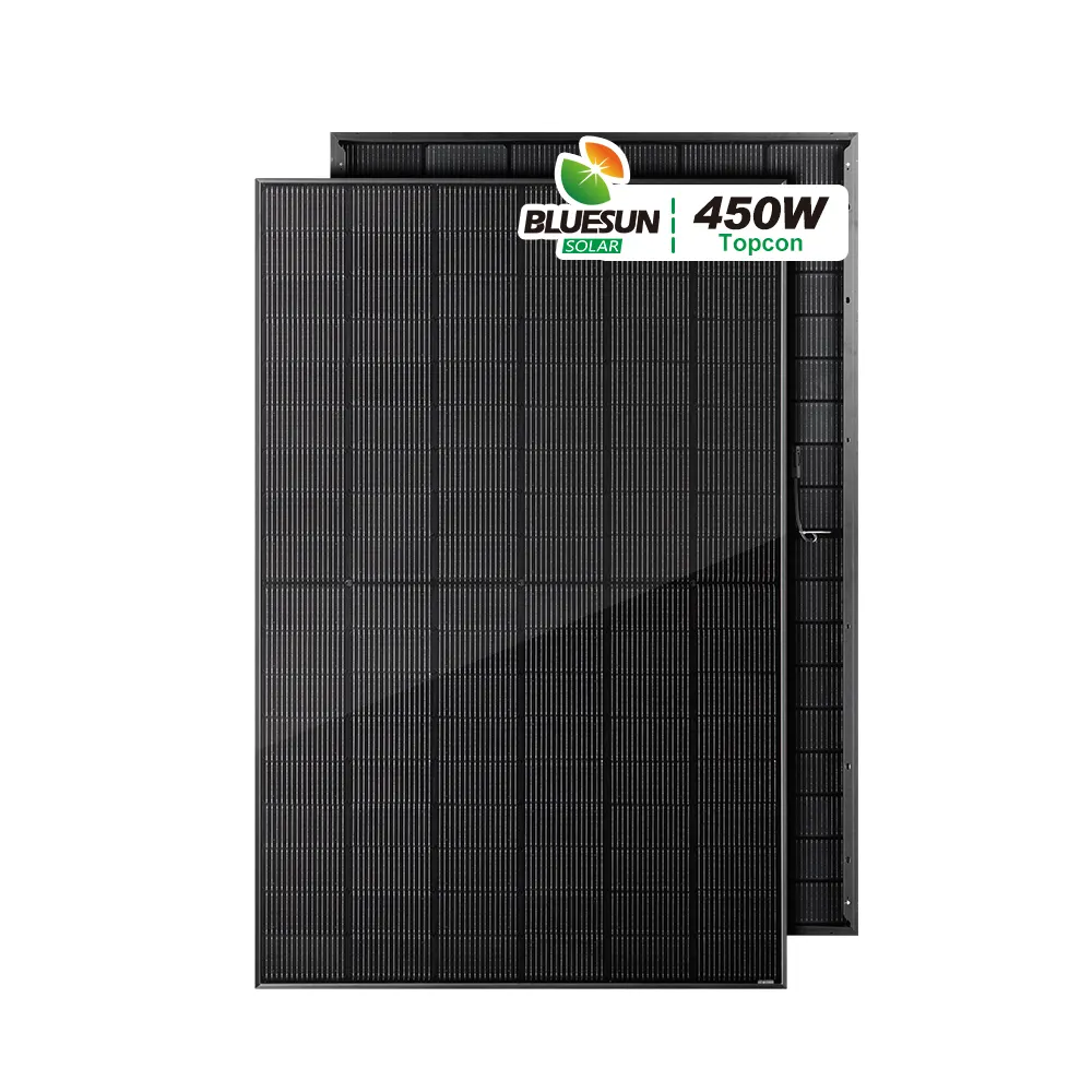 Bluesun Panel surya 450 Watt, Panel daya matahari 550W bingkai semua hitam untuk penggunaan rumah