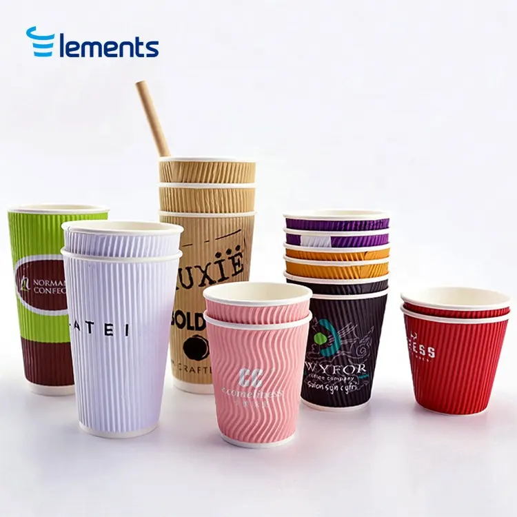 Recyceltes gedrucktes Logo Einweg-Isolier papier becher Doppelwandige Kaffeetasse aus Papier mit Deckel