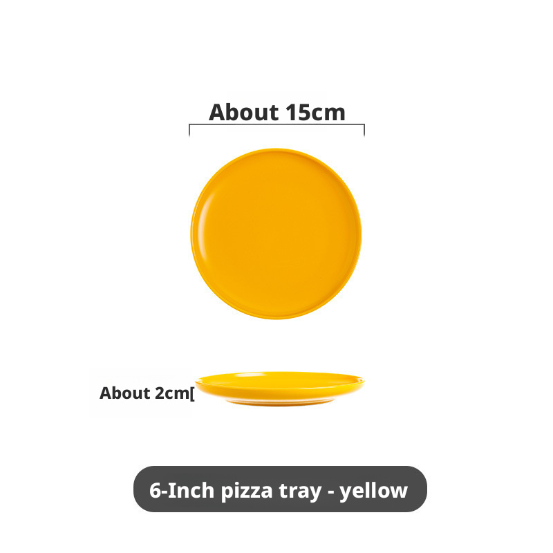 Plateau à pizza rond jaune mat de 6 pouces, petit