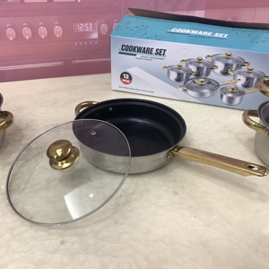 12-mảnh thép không gỉ cảm ứng sẵn sàng thân thiện với môi Cookware Set với Pot Covers - Product Image 5