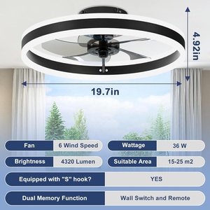 42英寸现代吊扇水晶豪华吊灯照明吊扇带灯遥控器 - Product Image 2
