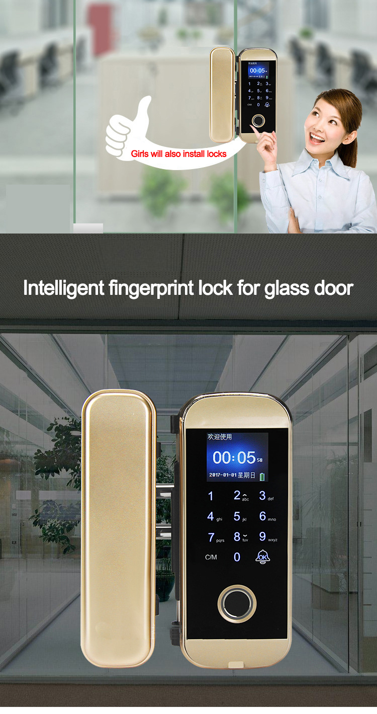 Smart glass door fingerprint lock password APP digital data entry from home lock 2022 digital lock guangdong candado inteligente