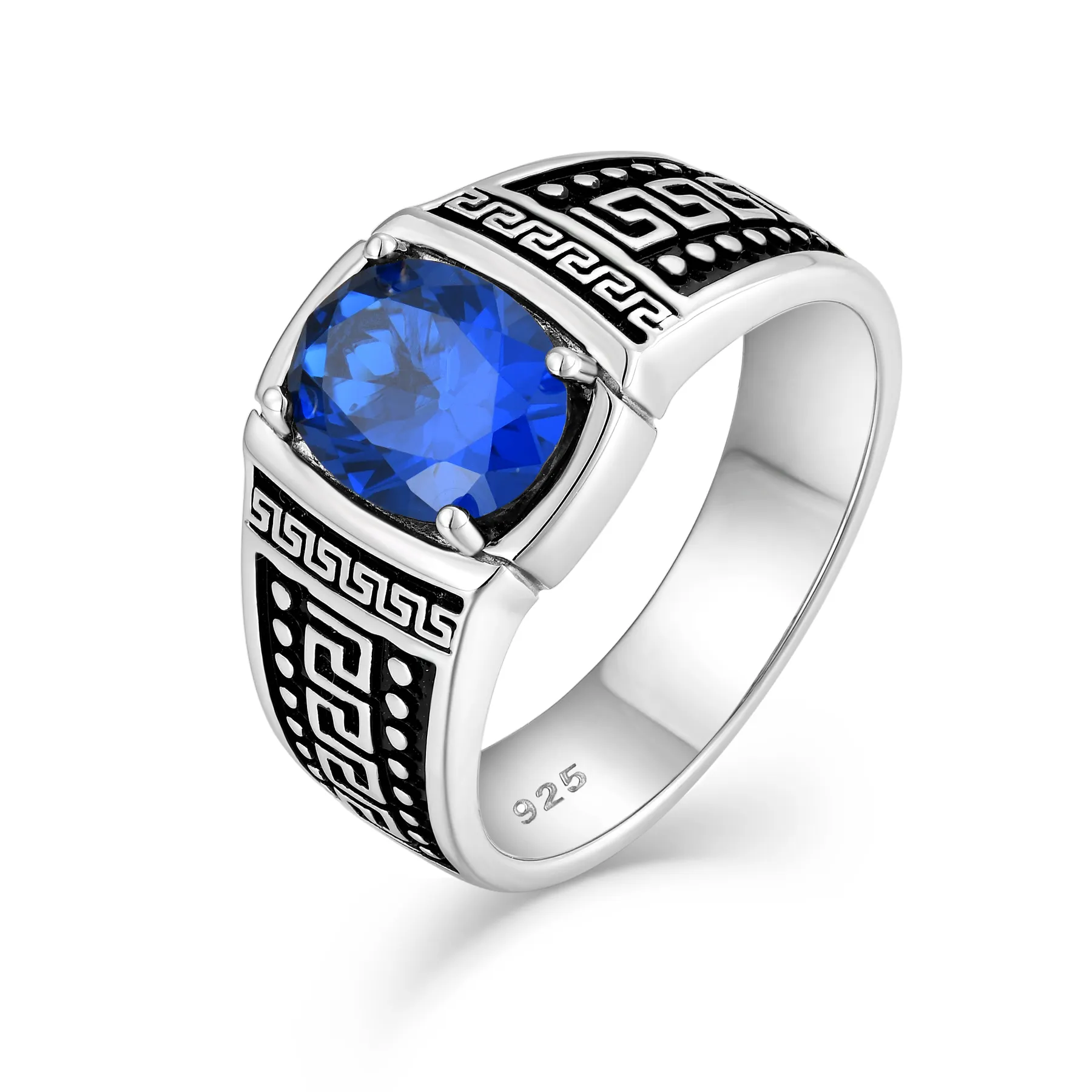 Anelli di alta gioielleria uomo uovo zircone pietra preziosa anello di nozze 925 argento Sterling Vintage per gli uomini blu di alta qualità del campione che fa