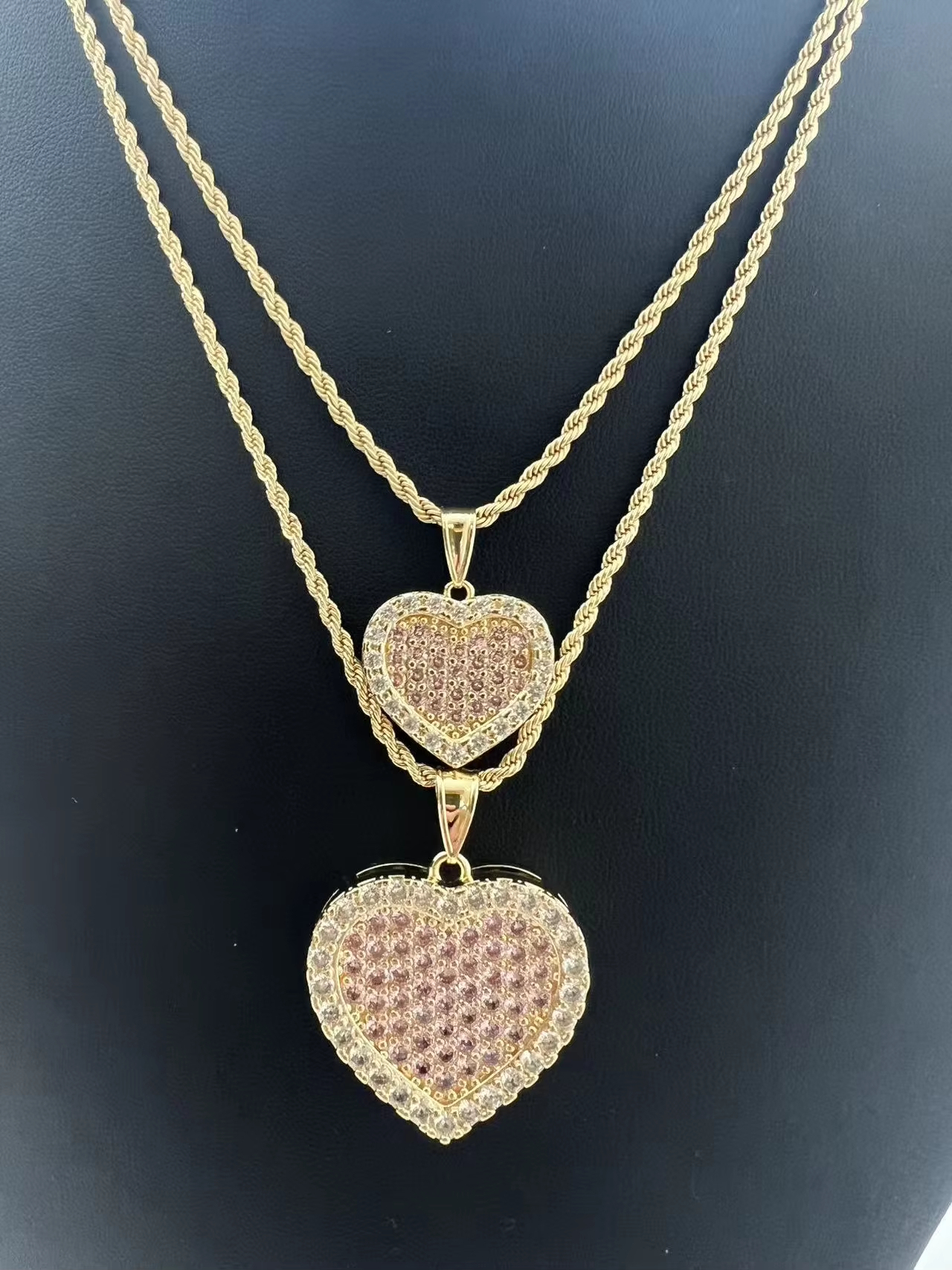 Cuore rosa dorato20MM
