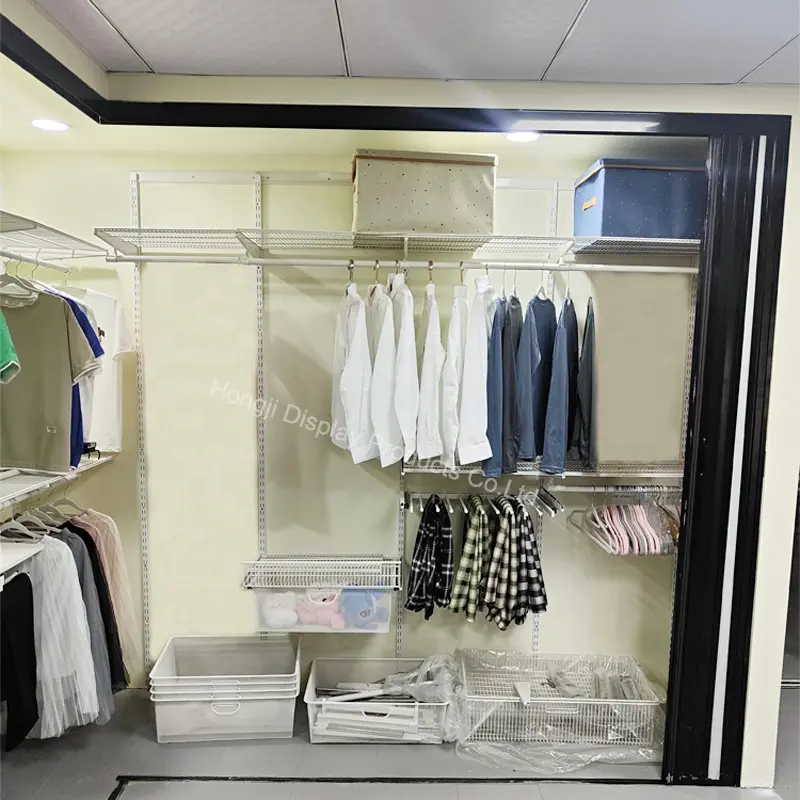 Metal walk in closet organizador moderno luxo walk in closet guarda-roupa com acessórios