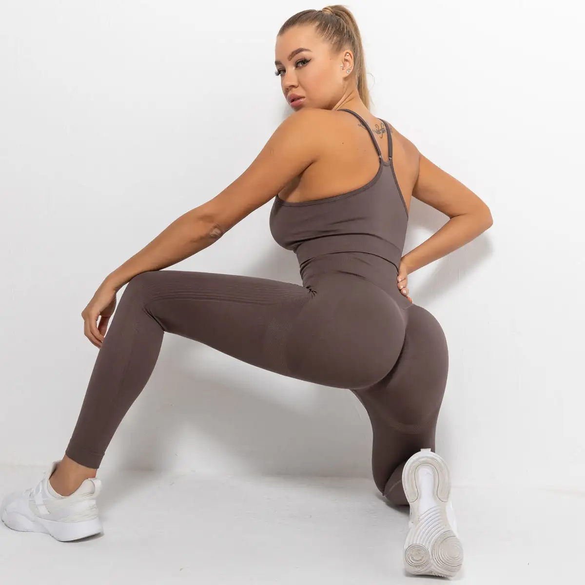 Thể Thao Tracksuit 2 Mảnh Thiết Lập Phụ Nữ Tập Thể Dục Quần Áo Tập Thể Dục Thể Thao Mặc Cho Eo Cao Scrunch Mông Xà Cạp Và Thể Thao Áo Ngực Thiết Lập