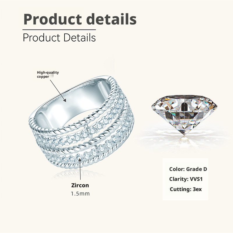 White--Double Row Diamond Ring