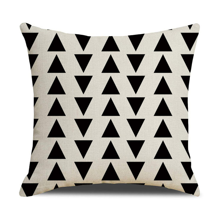 Popular Style Classic Geometric Custom Digital Print Pillowcase Linen Cushion Cover