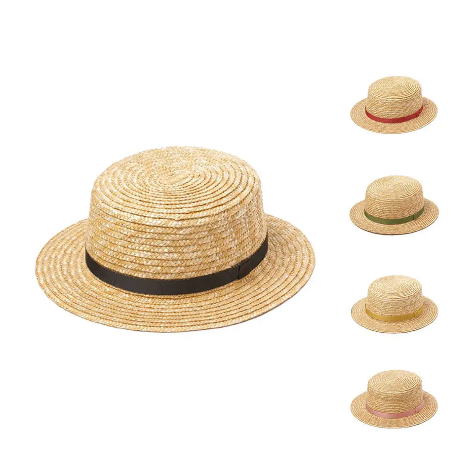 OEM trigo parte superior plana Playa Sol verano niños sombrero de paja niños niño niña unisex sombrero para el sol sombreros paja chapeau