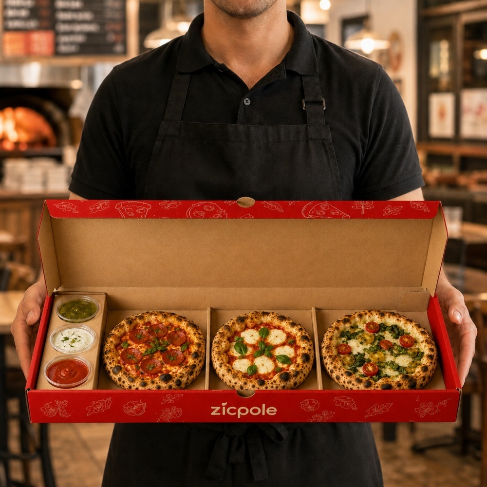 Caja de pizza 3 en 1