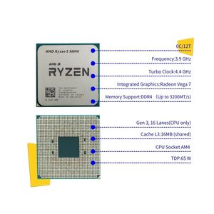 Gebrauchte Desktop-PC-Computer 3,9 GHz 6 Kerne 12 Threads 16MB Cache L3-Sockel AM4 Gaming-CPU Ryzen5 R5 5600G - Product Image 4