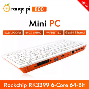 Teclado naranja Pi 2022 Mini PC en un, con Rockchip RK3399 SoC + procesador de 64 bits, novedad de 800