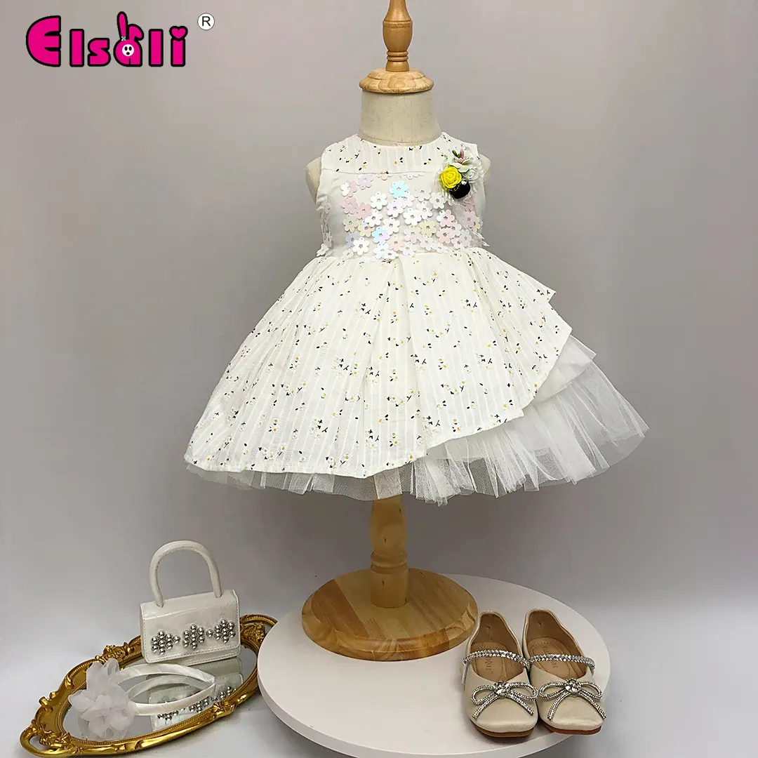 Elsali 키즈 가운 소녀 옷 드레스 1-2 년 꽃 모양의 스팽글 파티 생일 드레스 아기 소녀