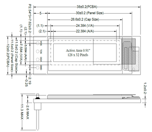 0,9 Zoll oled 128x32 Display 4-polige I2C-Schnittstelle PCB OLED-Modul