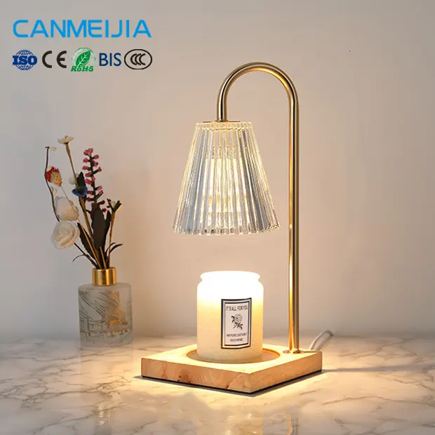 Con Dimmer Melt Lámpara eléctrica Base de madera Cera se derrite con fragancia Lámpara de vela Temporizador Lámpara de mesa/Lámpara calefactora/Lámpara calentadora de velas