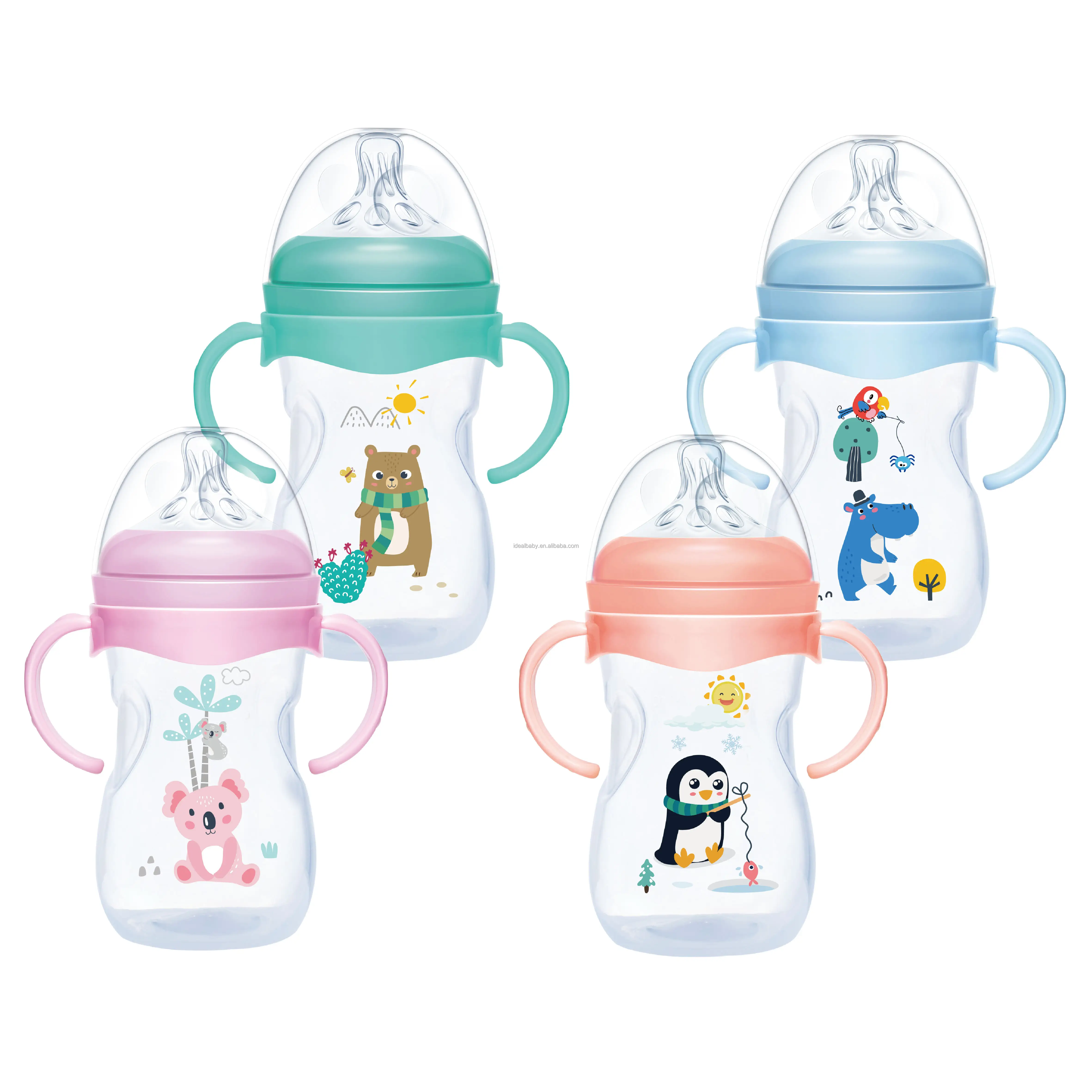 Diskon besar 8oz/240ml pegangan mudah PP leher lebar botol susu bayi bebas BPA, botol susu bayi, botol susu bayi bebas BPA